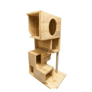 Rascador y torre para gatos de madera reciclada – Terra Mascotas