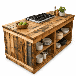 Isla de cocina de madera reciclada de palets – Terra Hogar