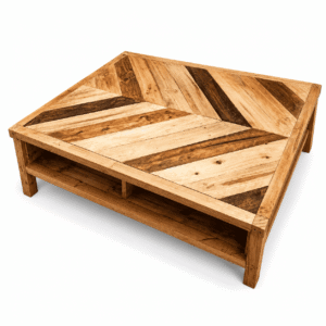 Mesa de centro diseño espiga de madera reciclada – Terra Hogar