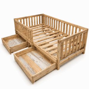 Cama infantil de madera reciclada con cajones – Terra Infantil