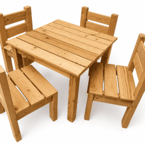 Set Mesa y Sillas de madera de Palets - Terra Educación