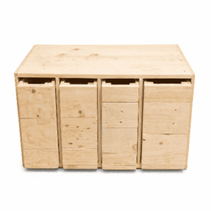 Mueble cajonera infantil 4 módulos de madera reciclada – Terra Infantil